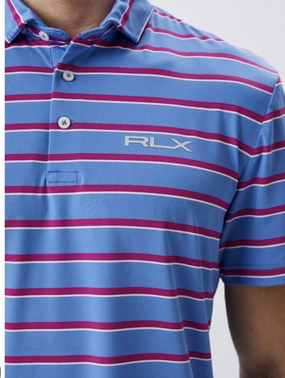 RLX Ralph Lauren Golf Performance Polo Blue Pink Stripe Men's XXL